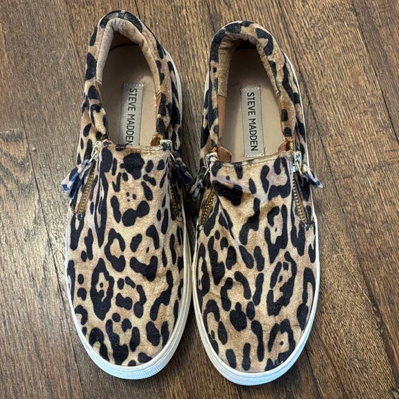 Steve Madden Leopard Print Slip-On Sneakers - Picture 1 of 1